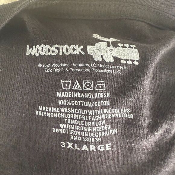 Woodstock Music and Art Fair 1969 T-Shirt, Women's Sz 3XL, Black Short Sleeves - Picture 8 of 9